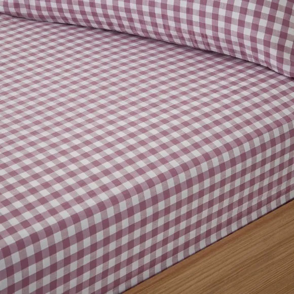 Portloe Gingham Woven 100% Cotton Fitted Sheet 1