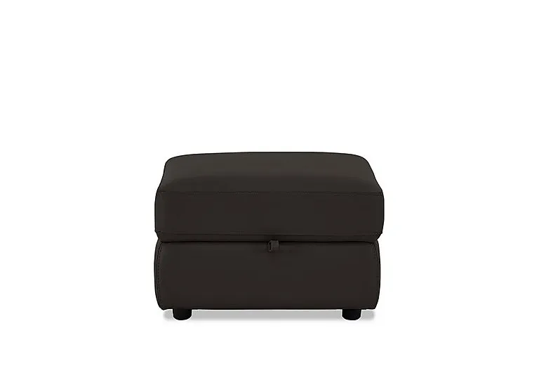 Touch Leather Storage Footstool - Dark Chocolate