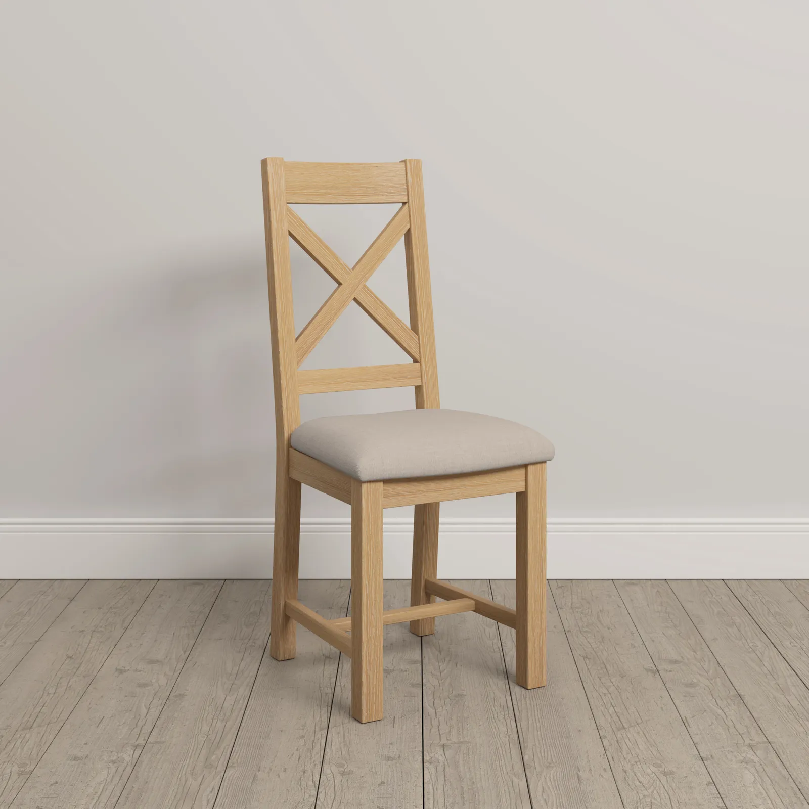 Seconique Windsor Ivory Cross Back Chair (Box of 2) in Light Oak 1