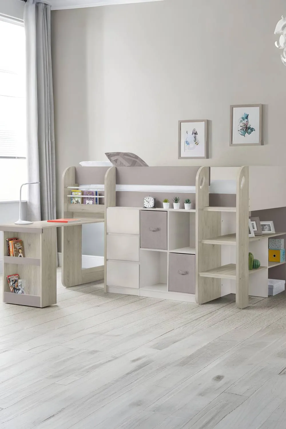 Julian Bowen Saturn Midsleeper Cabin Bed with Desk in Taupe 2