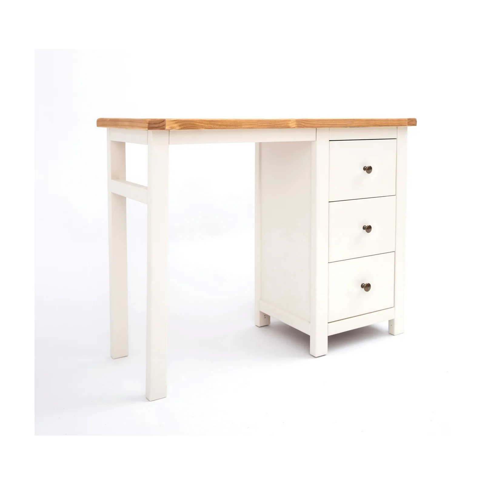 Cabinet Bits Maggiori 3 Drawer Desk - Dressing Table Brass Knob in Off-White 2