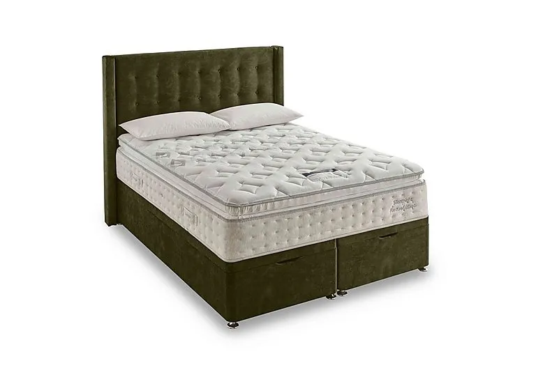 Revitalise Breathe 3000 Pillowtop Ottoman Divan Set - Double - Vintage Velvet Olive