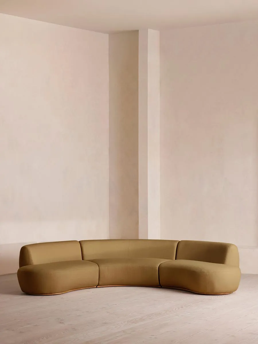 Aline Serpentine Modular Sofa, Six Seater, Linen, Ochre