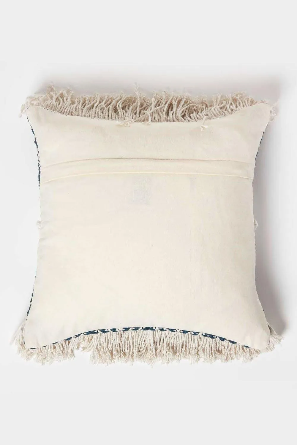 Homescapes Safi Handwoven Fringed Navy & Cream Kilim Cushion 3