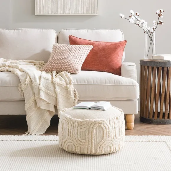 Curves Tufted Natural Pouffe 4