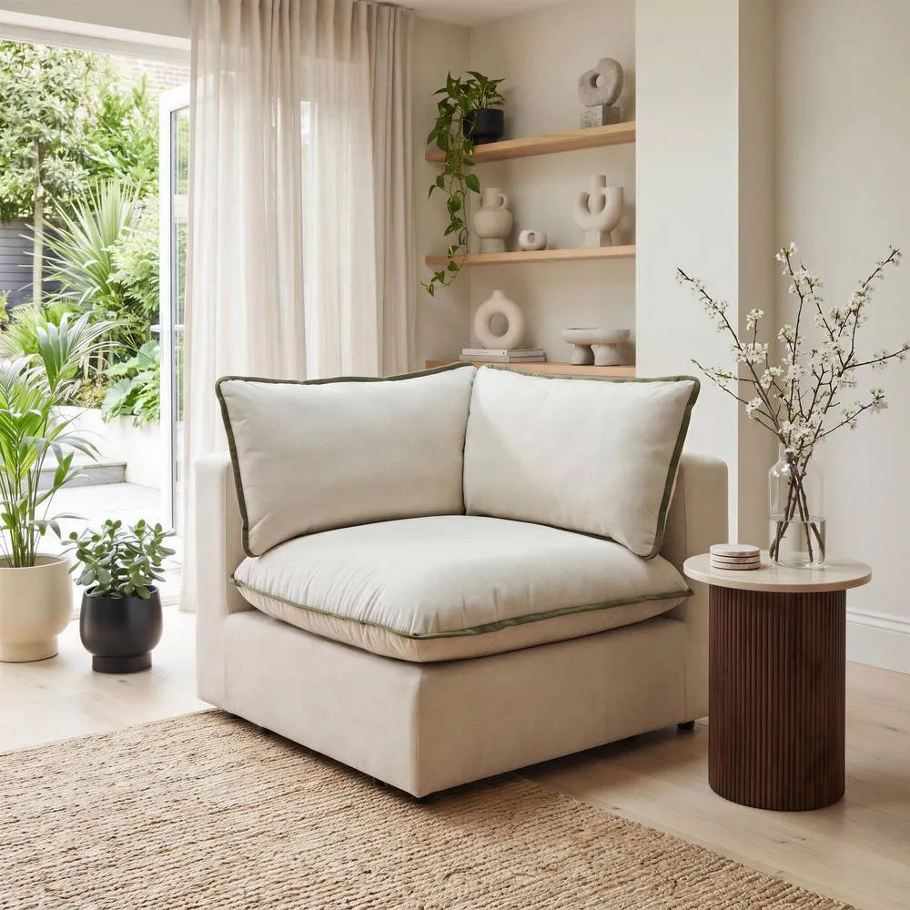FurnitureboxUK Echo Linen-Look Fabric Corner Armchair for Modular Sofa 1