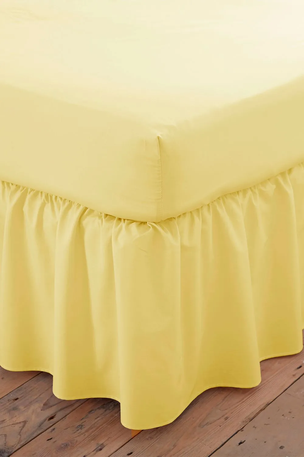 Martex Poetry Plain Dye Polycotton Platform Valance Sheet Frilled in Lemon 1