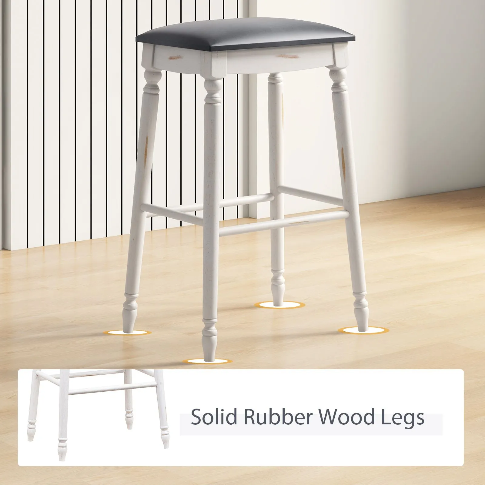 Costway Set of 2 Bar Stools Dining Counter Height Chair Modern Upholstered Pub Stool 29" 6