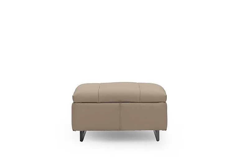 Gisella Leather Large Footstool - Barley