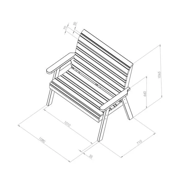 Freya 2 Seater Wooden Garden Bench 5