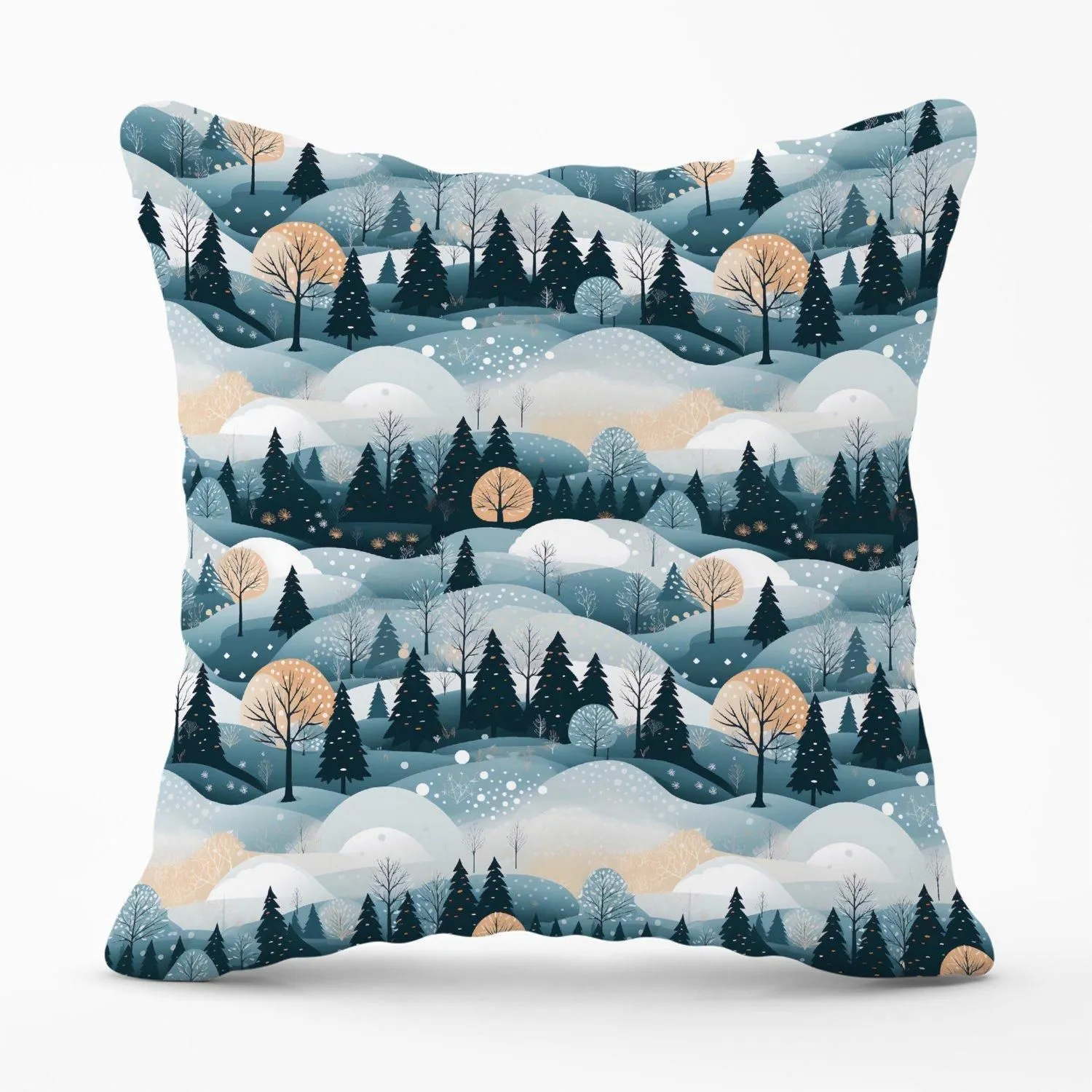 Warren Reed - Designer Dreamy Snowy Christmas Scene Outdoor Cushion in White
