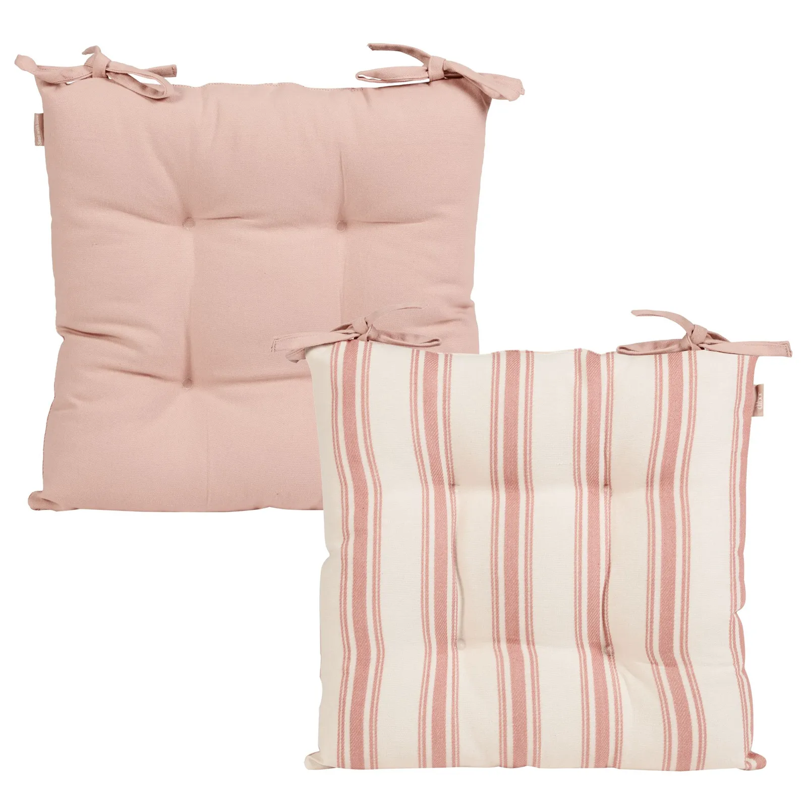 Dibor Set of 2 Cotton Stripe Indoor Outdoor Chair Seat Pads 40 x 40cm in Pink 2