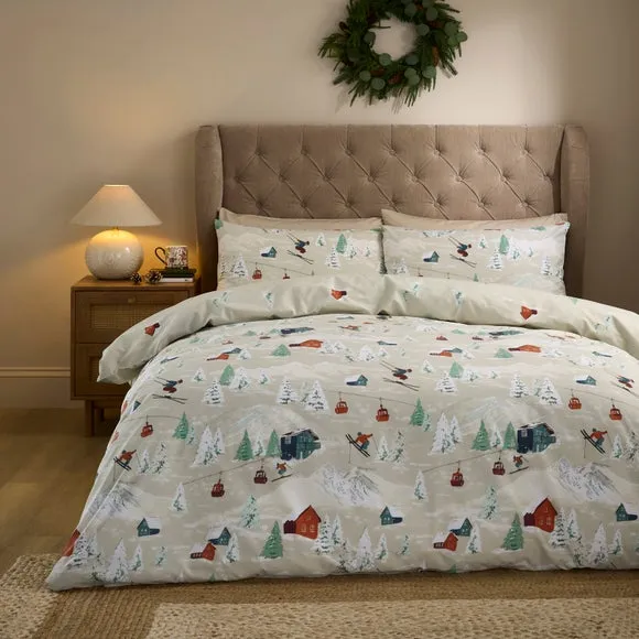 Ski Scene Duvet Cover and Pillowcase Set