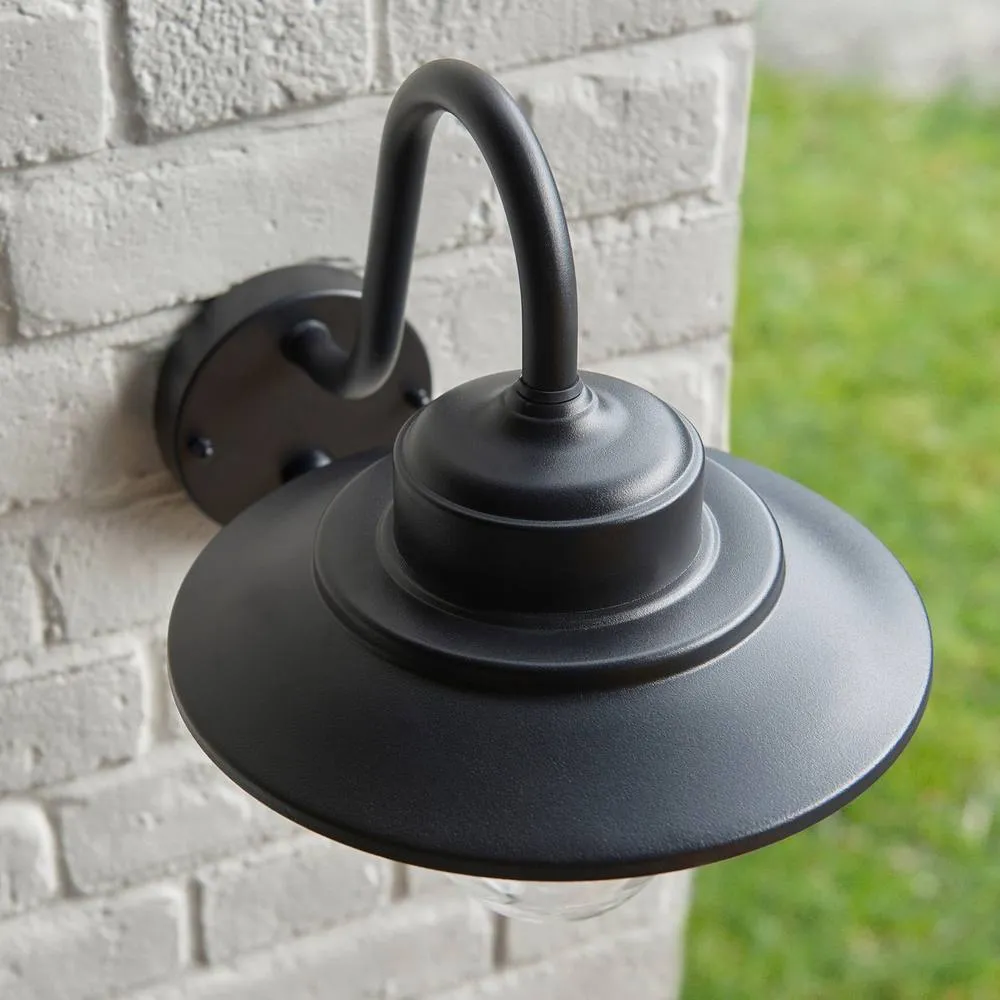 Netlighting Thornton Outdoor Wall Lantern Matt Black & Clear Glass E27 5