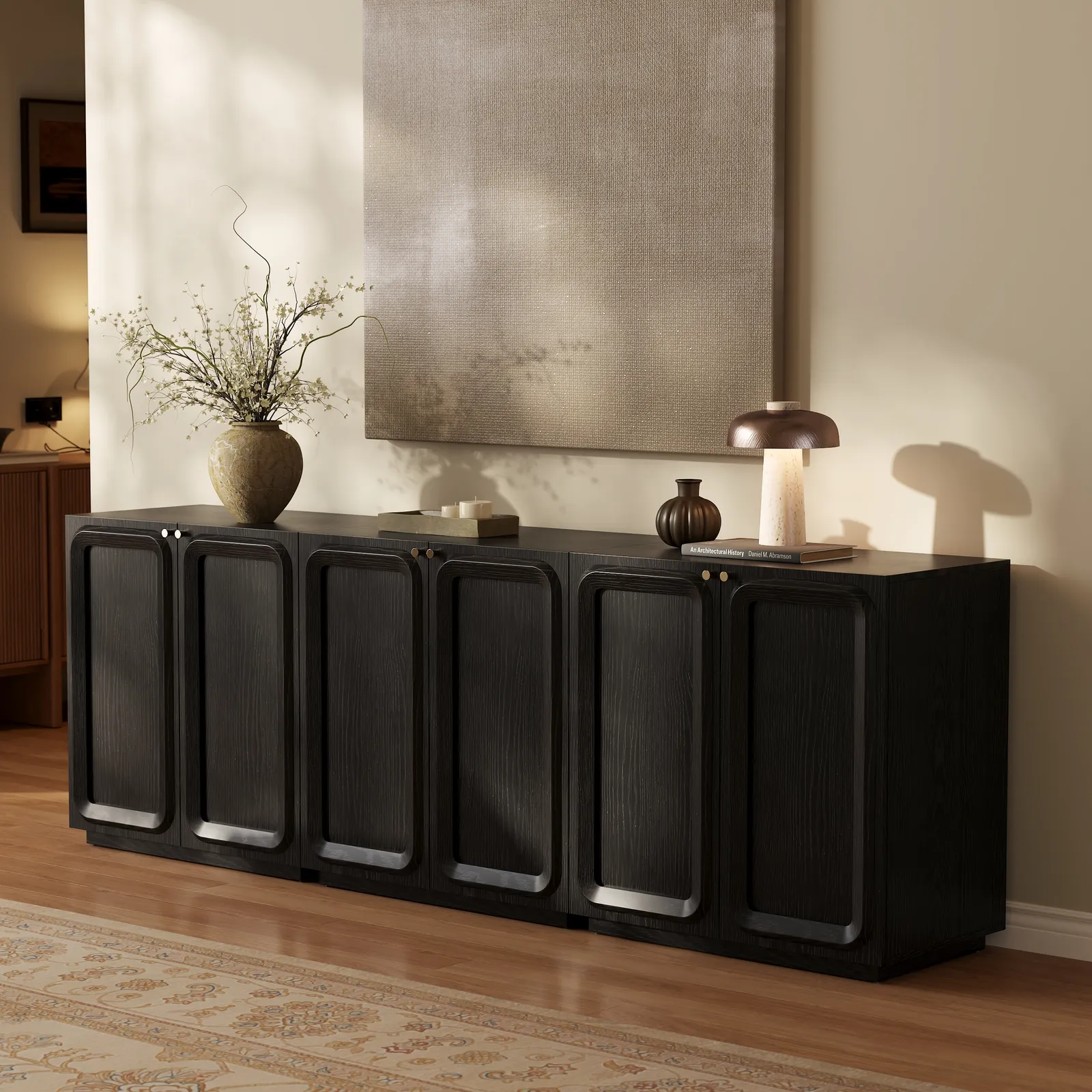 94" TV Stand with Chest Cabinet with Storage