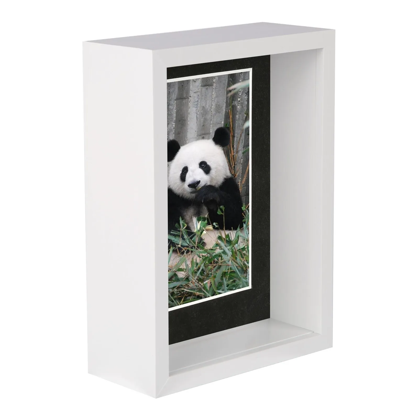 Nicola Spring 5" x 7" 3D Deep Box Photo Frame - 4" x 6" Mount - White in Black