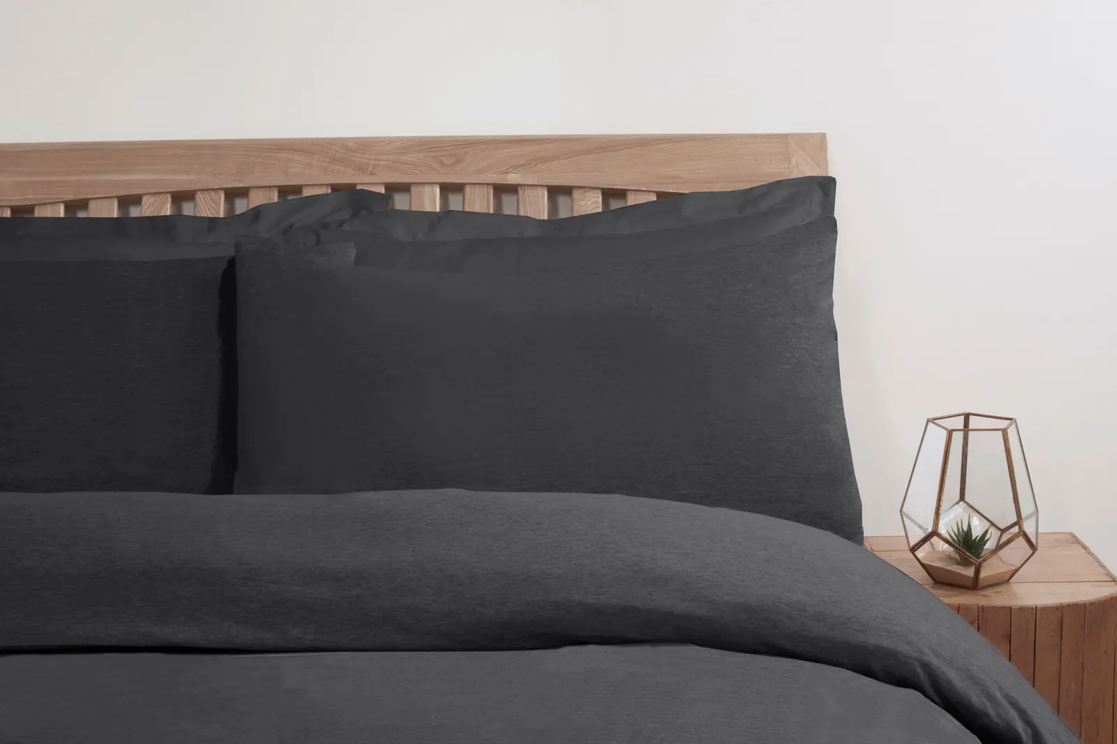 Smart Living Polycotton Jersey Melange Duvet Cover With Pillowcases in Charcoal 3