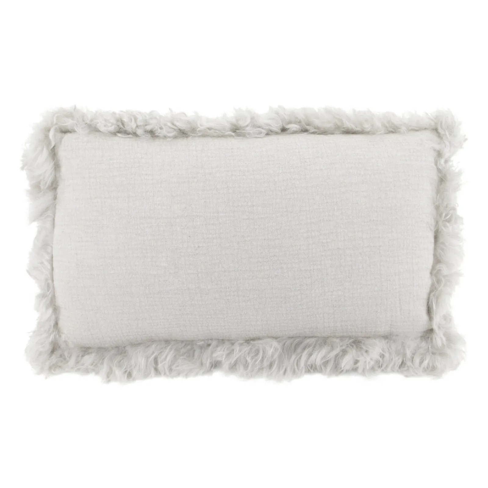 Native Natural Grey Linen Cushion Sheepskin Trim 45x45cm