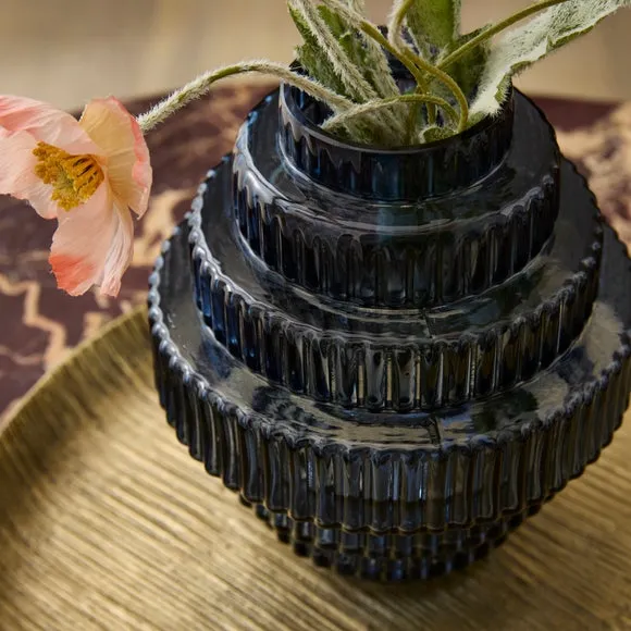 Ribbed Stepped Glass Vase 2