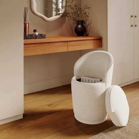 Estelle Boucle Swivel Storage Stool 2