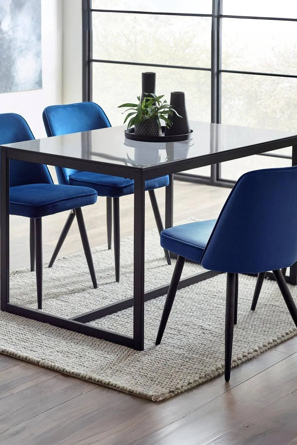 Julian Bowen Chicago Rectangular Glass Top 4-6 Seater Dining Table in Black