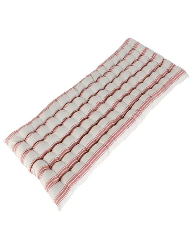 Dibor Traditional Style Red Stripe Quilted Summer Outdoor Garden Bench Cushion L100cm x W40cm 2