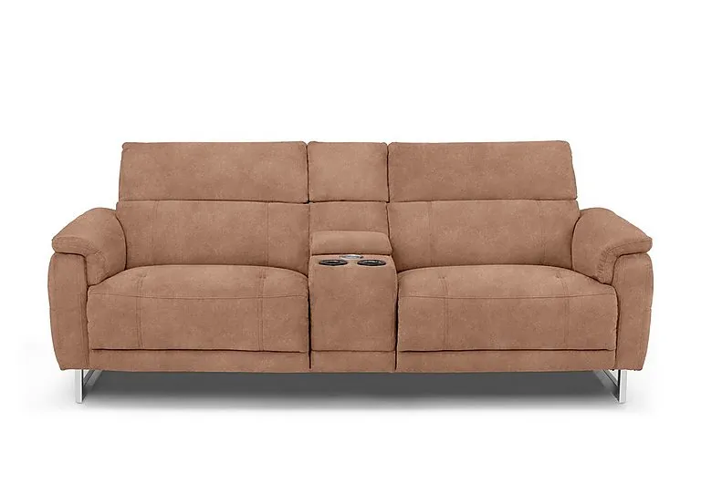 Moet 3 Seater Fabric Power Recliner Sofa with Telescopic Headrests and Smart Console - Dexter Sand - Sofas and Armchairs - In Time for Christmas