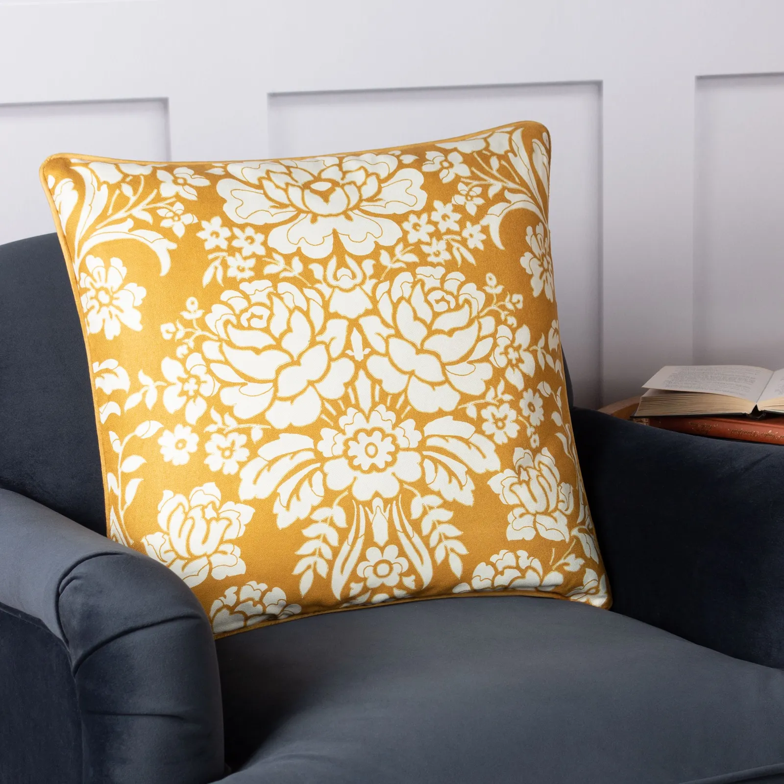 Paoletti Melrose Traditional Floral Cushion in Yellow