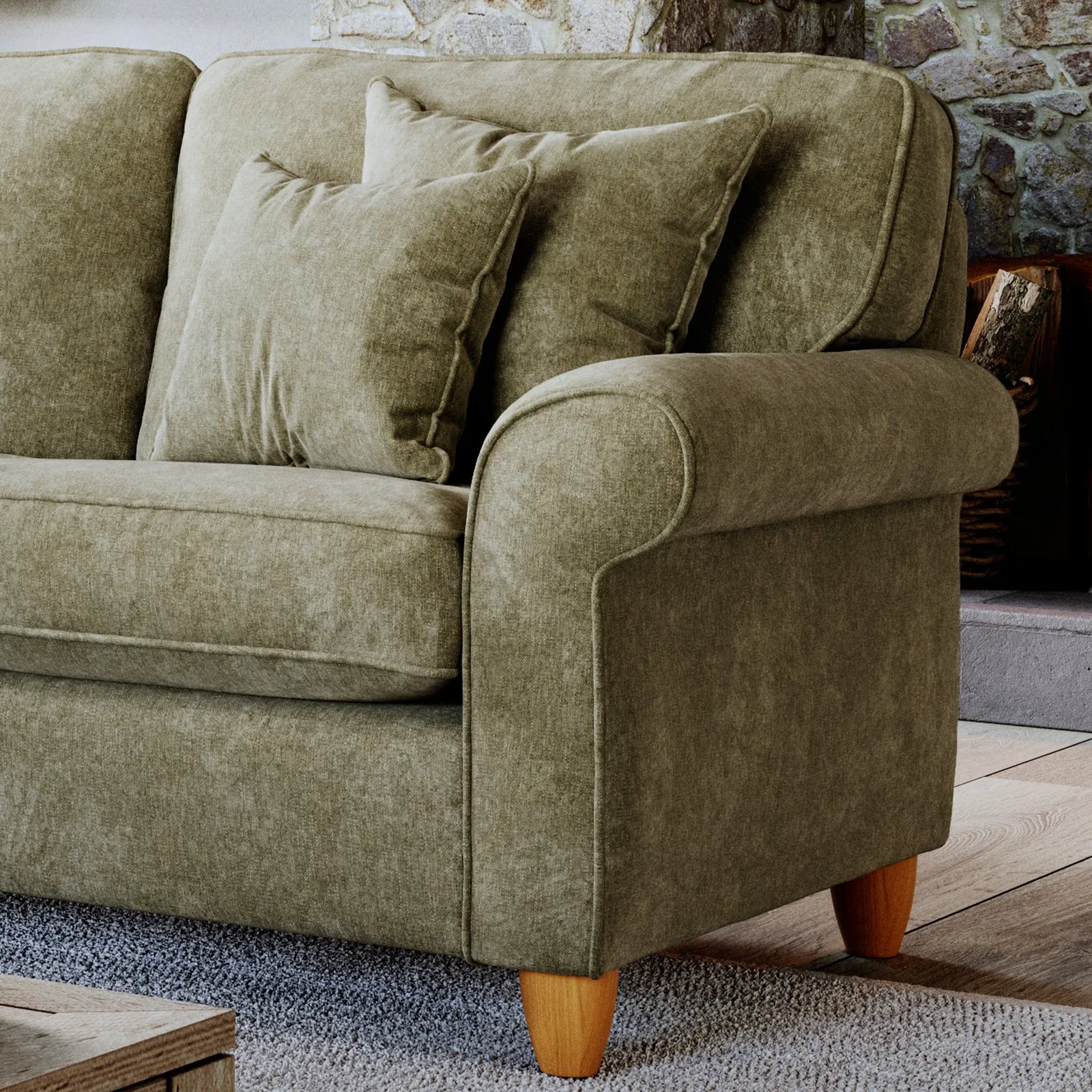 The Great Sofa Company Flora 2 Corner 2 Sofa Glory Winter Moss in Dark Green 3