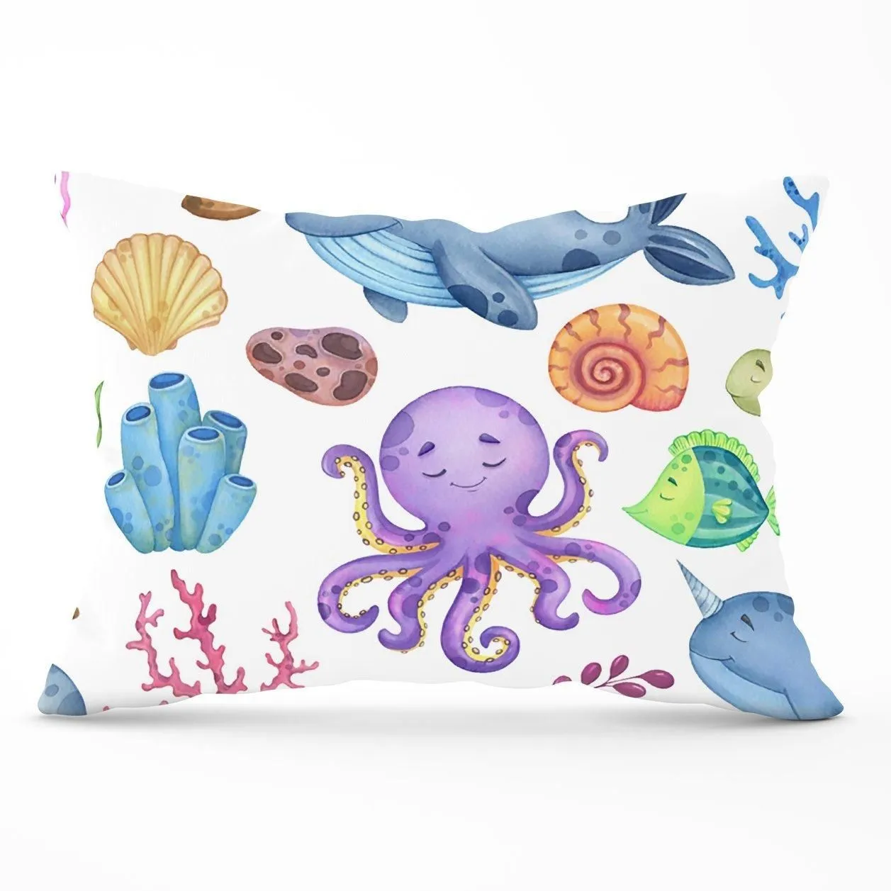 Warren Reed - Designer Children'S Sea Life Cushions in Blue