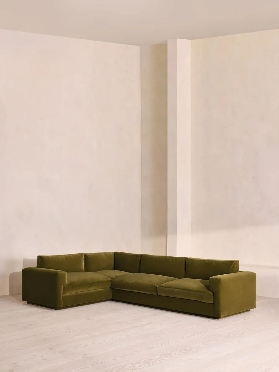 Mossley Right L-Shape Sofa, Velvet, Olive