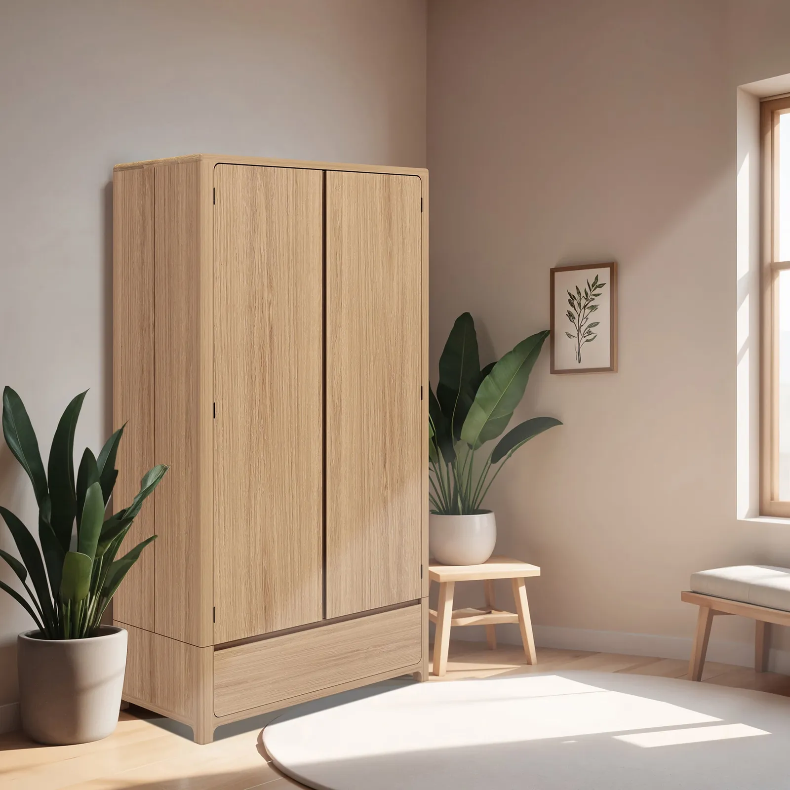 Hadrian 2 Doors 1 Drawer Wardrobe K/D, Neutral Oak | Barker & Stonehouse 2