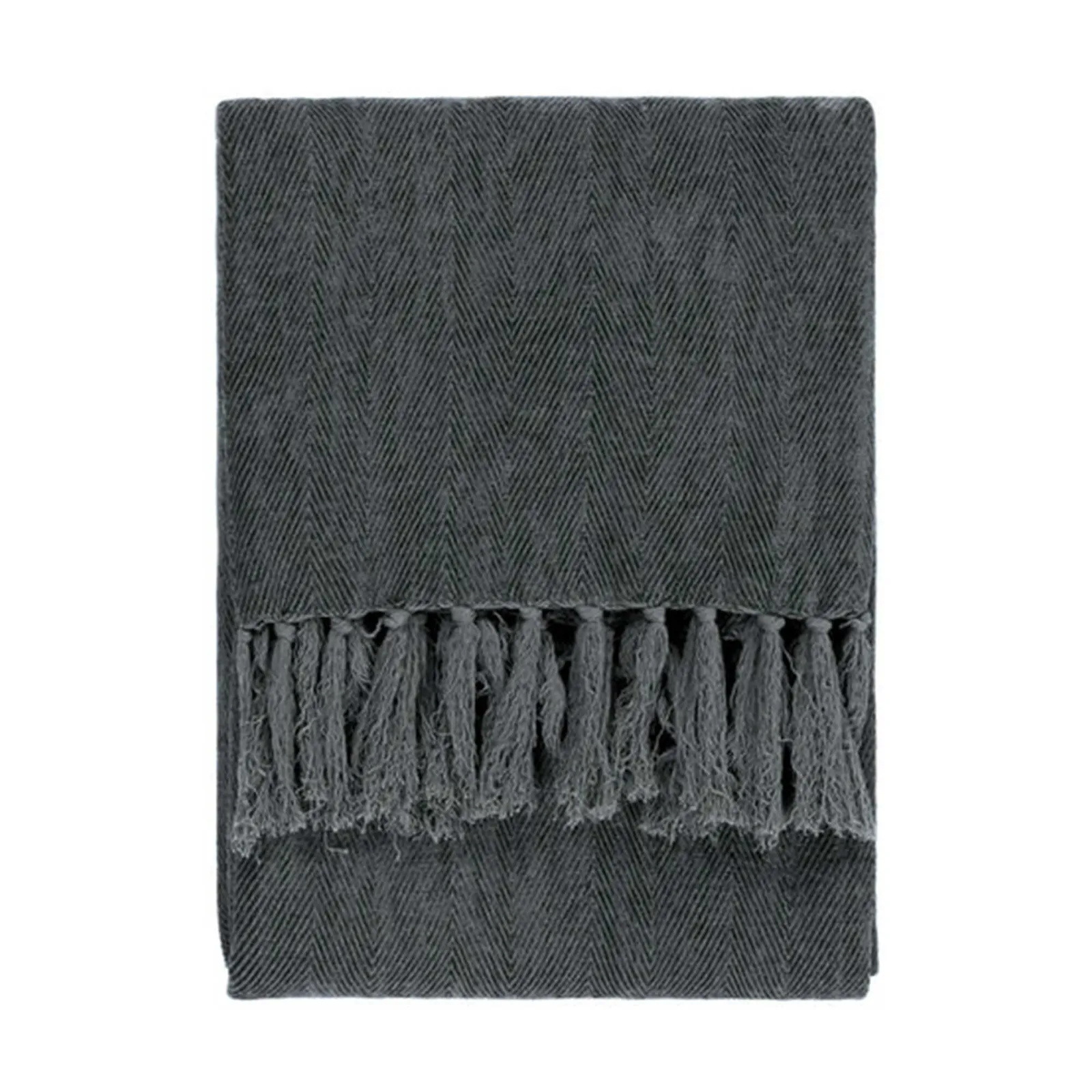 Dark Petrol Chenille Throw Blanket, Blue Cotton | Barker & Stonehouse