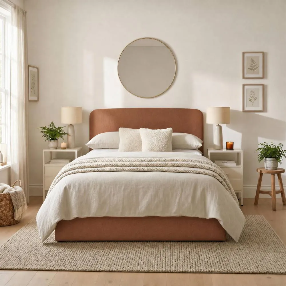 FurnitureboxUK Amelie Fabric Ottoman Bed Frame in Orange 3