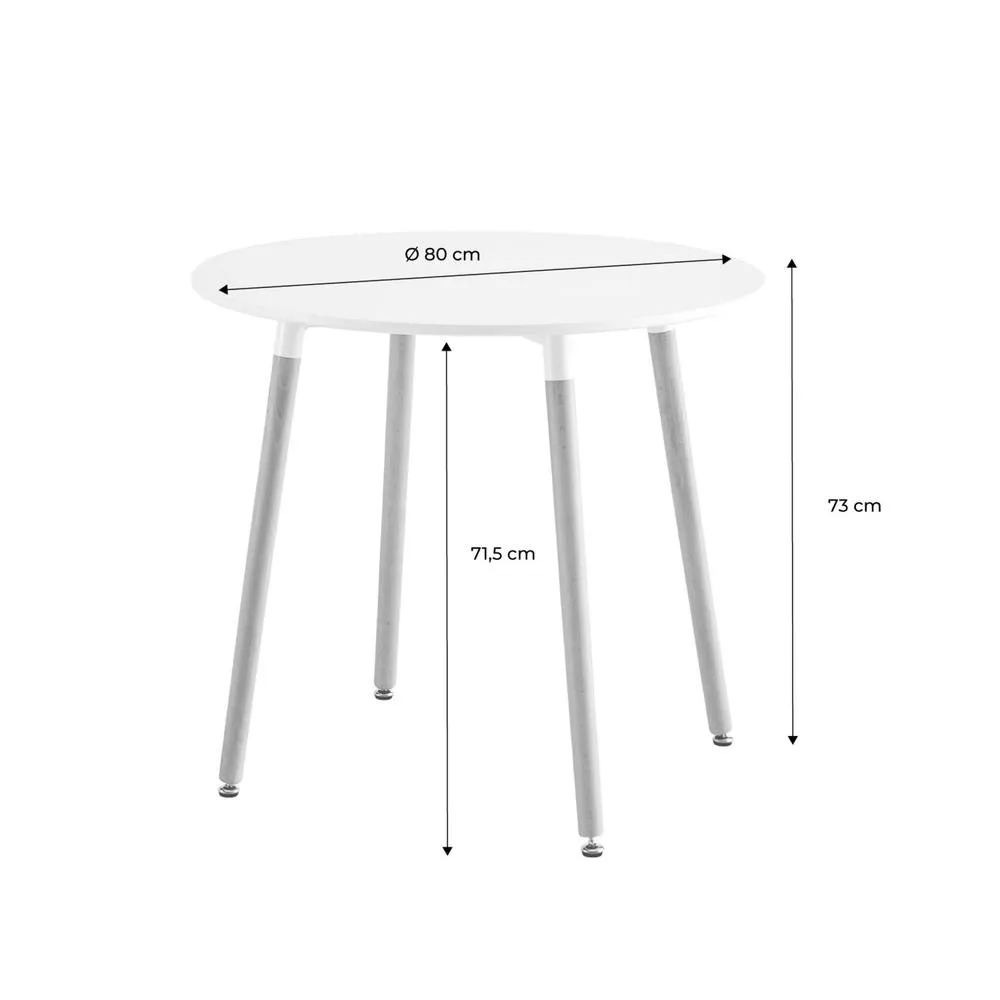 sweeek Scandinavian round dining table wood 2 seats in White 5