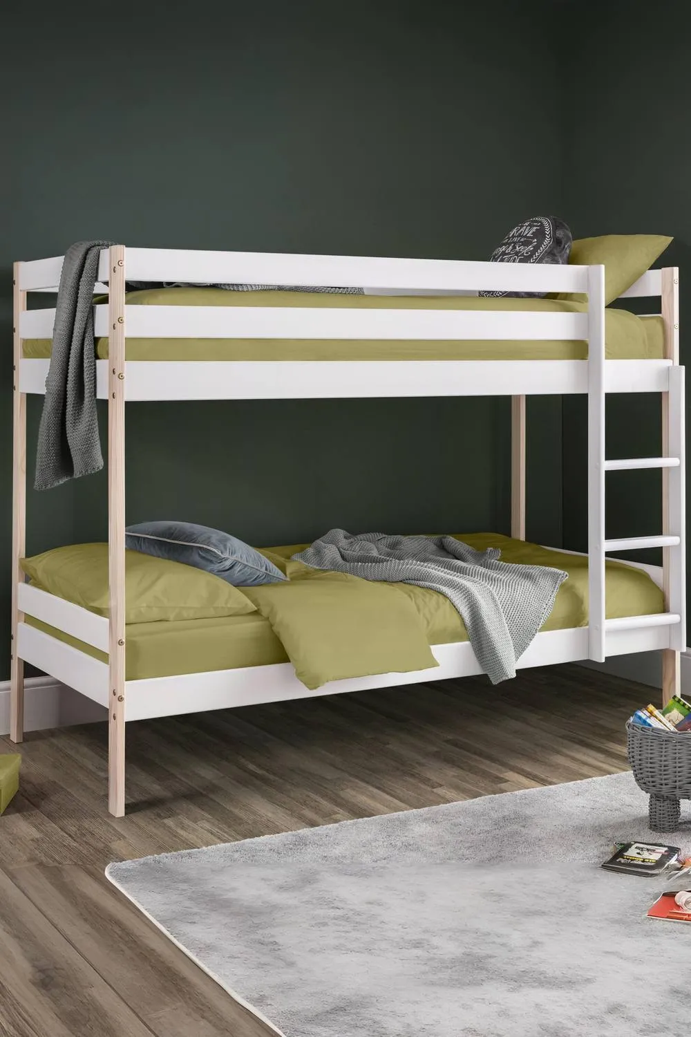 Julian Bowen Nova Single White & Wood Effect Bunk Bed