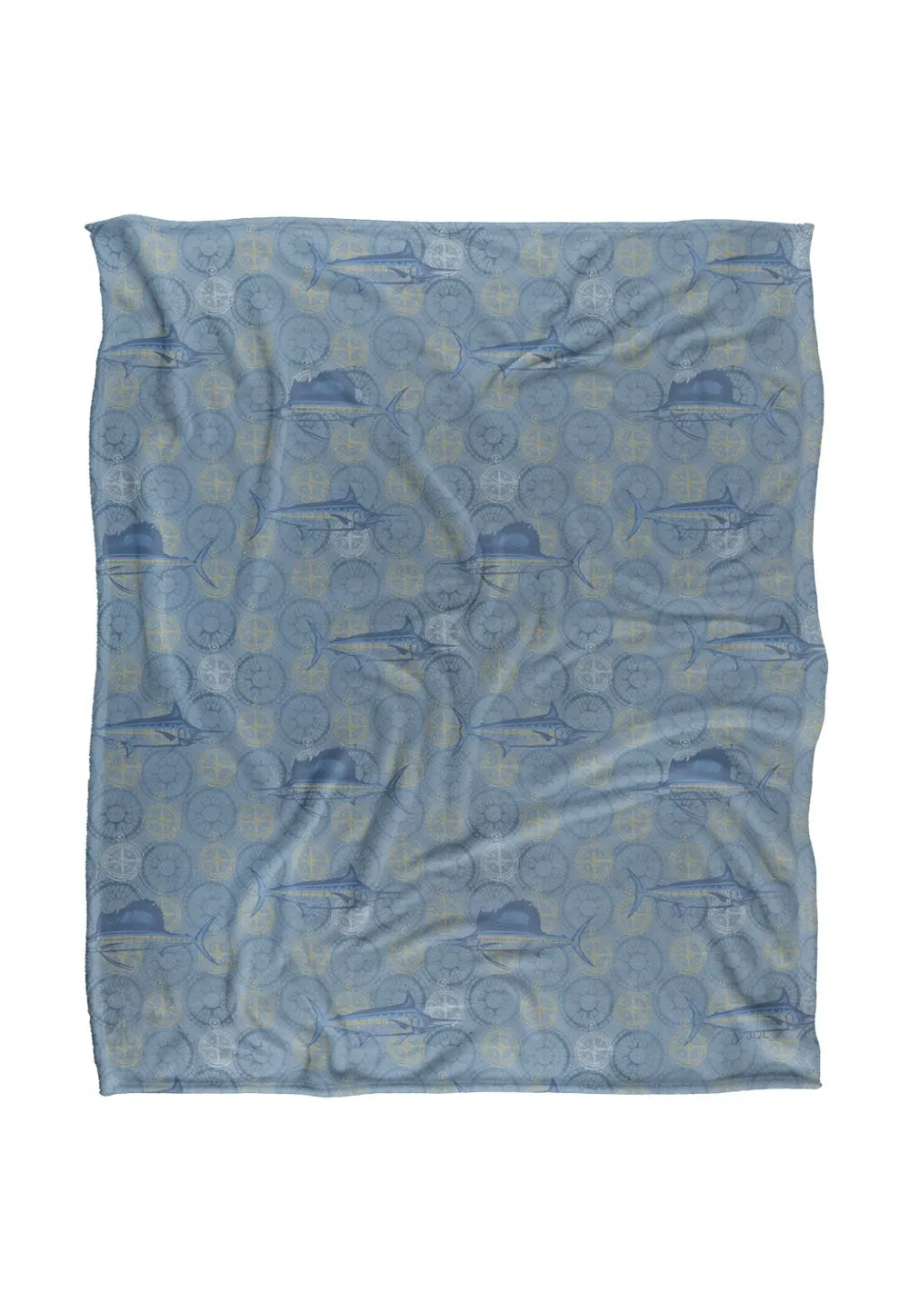 JQ Licensing Jl-Jp-Jq Billfish Fishing Compass Pattern Silky Touch Super Soft Throw Blanket 152 X 127 cm in White