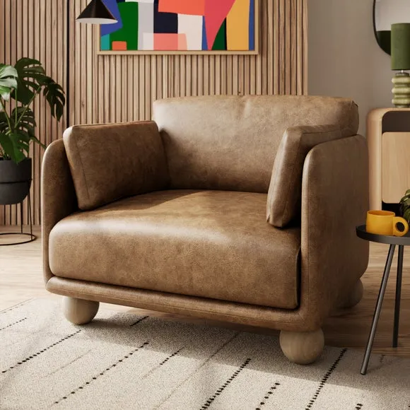 Armitage Soft Faux Leather Snuggle Chair with Ball Feet
