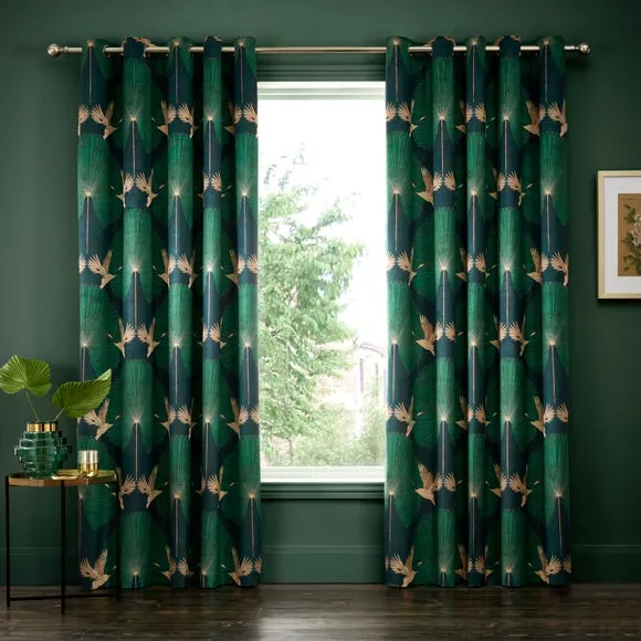 Luxe Crane Velour Eyelet Curtains 2