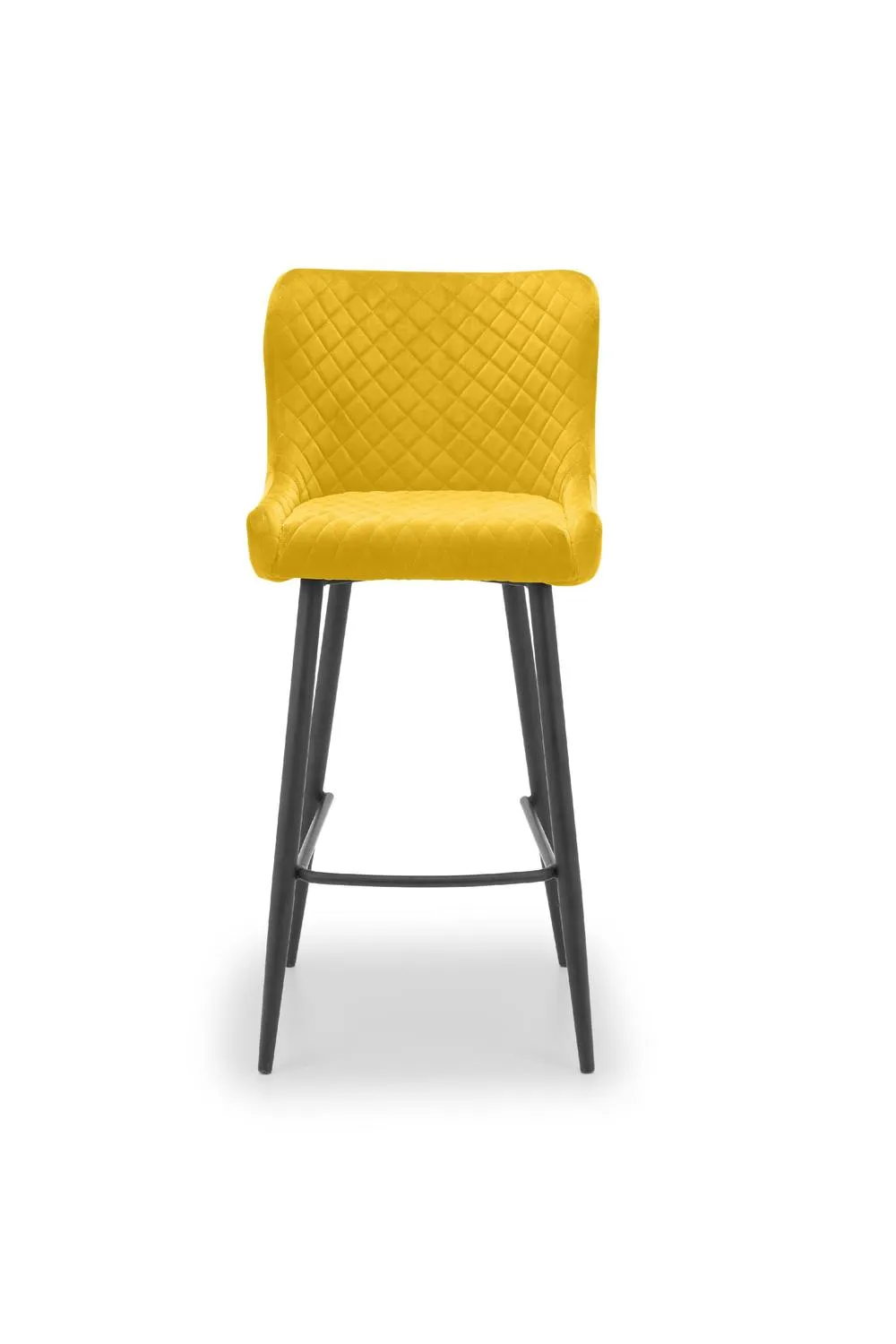 Julian Bowen Luxe Diamond Quilted Upholstered Bar Stool (Set of 2) in Mustard 4
