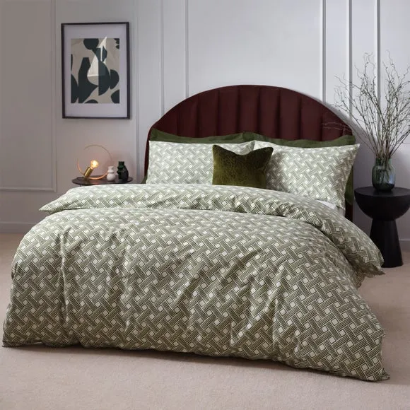 HÖEM Alexa Cotton Rich Duvet Cover & Pillowcase Set, Green 4