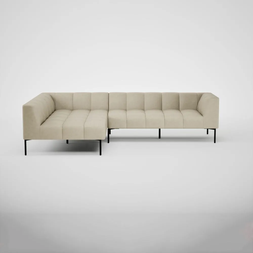 Heal's Quadro Left Hand Facing Chaise Sofa Leather Grain Storm 006 Black Feet 2
