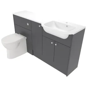 Deccado Benham Charcoal Grey Right Hand 1500mm Fitted Vanity & Toilet Pan Unit Combination with Right Hand Basin
