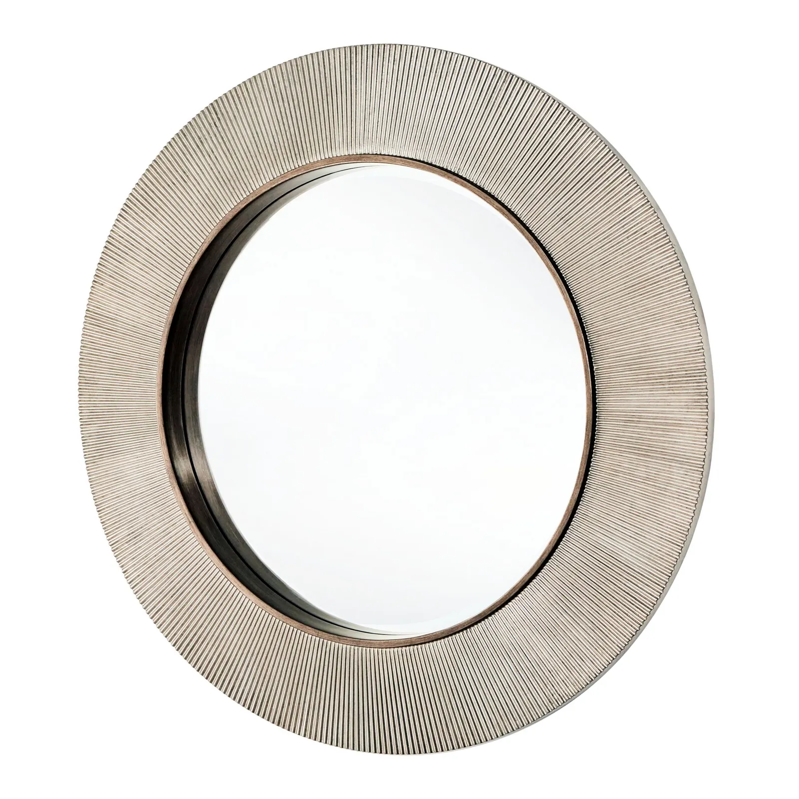 Yearn Mirrors Aubry Round Ribbed Silver Mirror in Metallic Silver 5