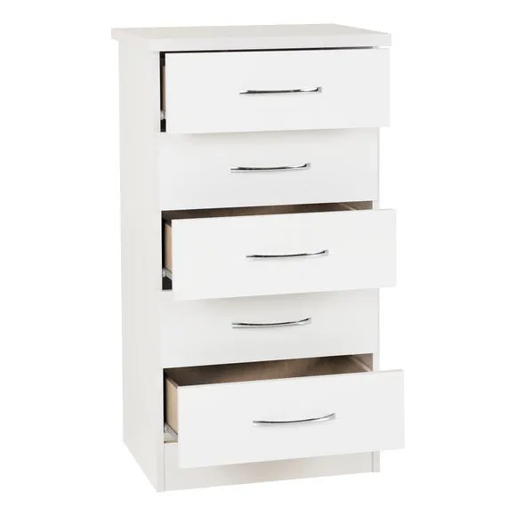 Return - Nevada Slim 5 Drawer Chest, Nevada White 4