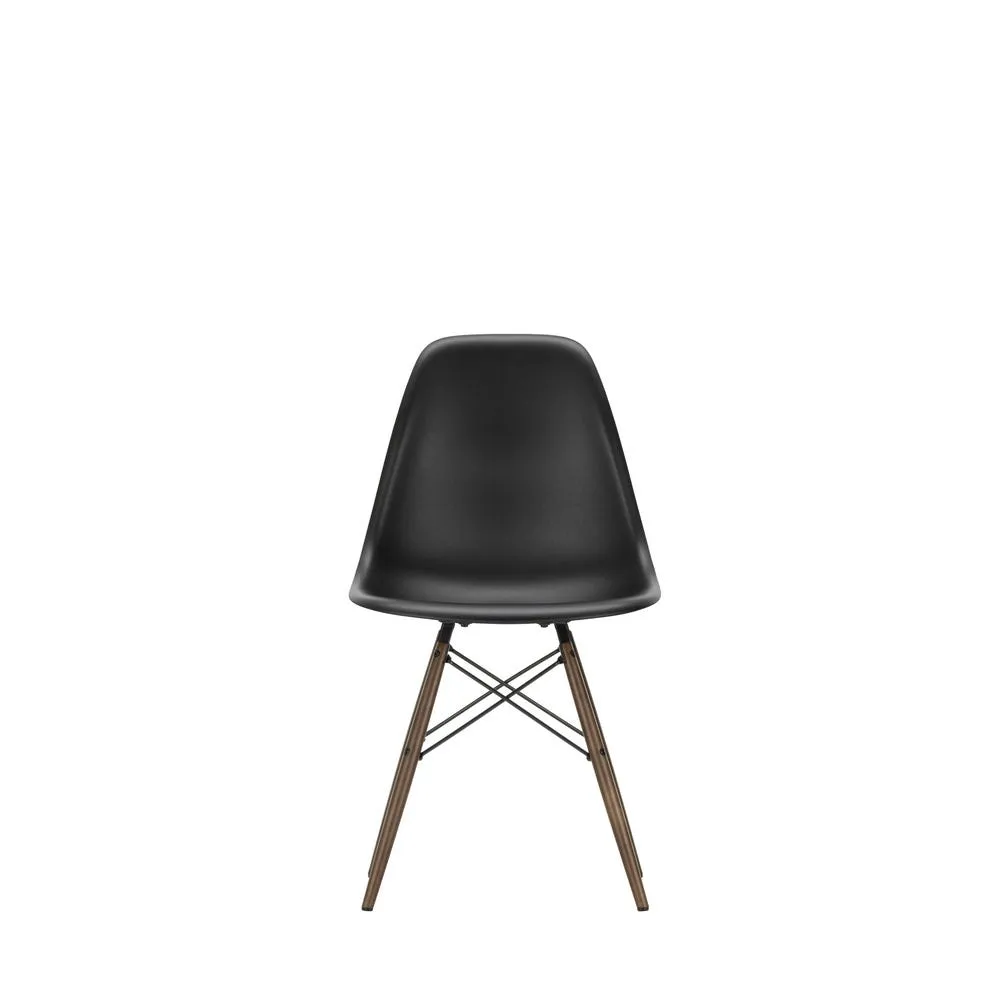 Vitra Eames DSW Side Chair New Height Deep Black Dark Maple Base 3