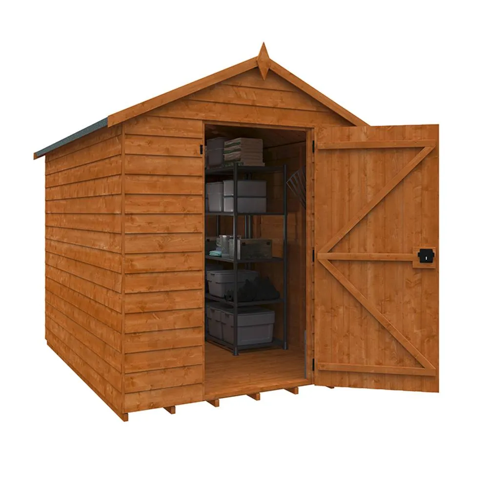 Buttercup Farm 8 x 6 Feet Value Apex 9mm Shed - Solid Wood/Softwood/Pine in Burnt Orange 2