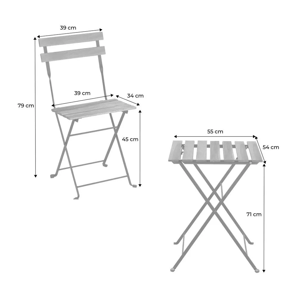 sweeek 2-seater foldable bistro garden table with chairs in Black 3