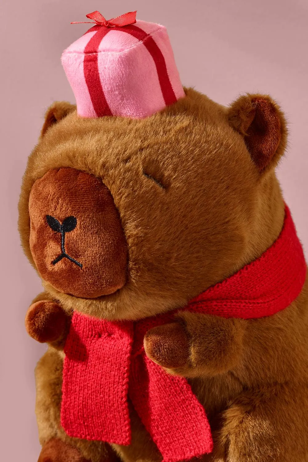 Catherine Lansfield 'Christmas Capybara' 3D Shaped Cushion in Brown 2