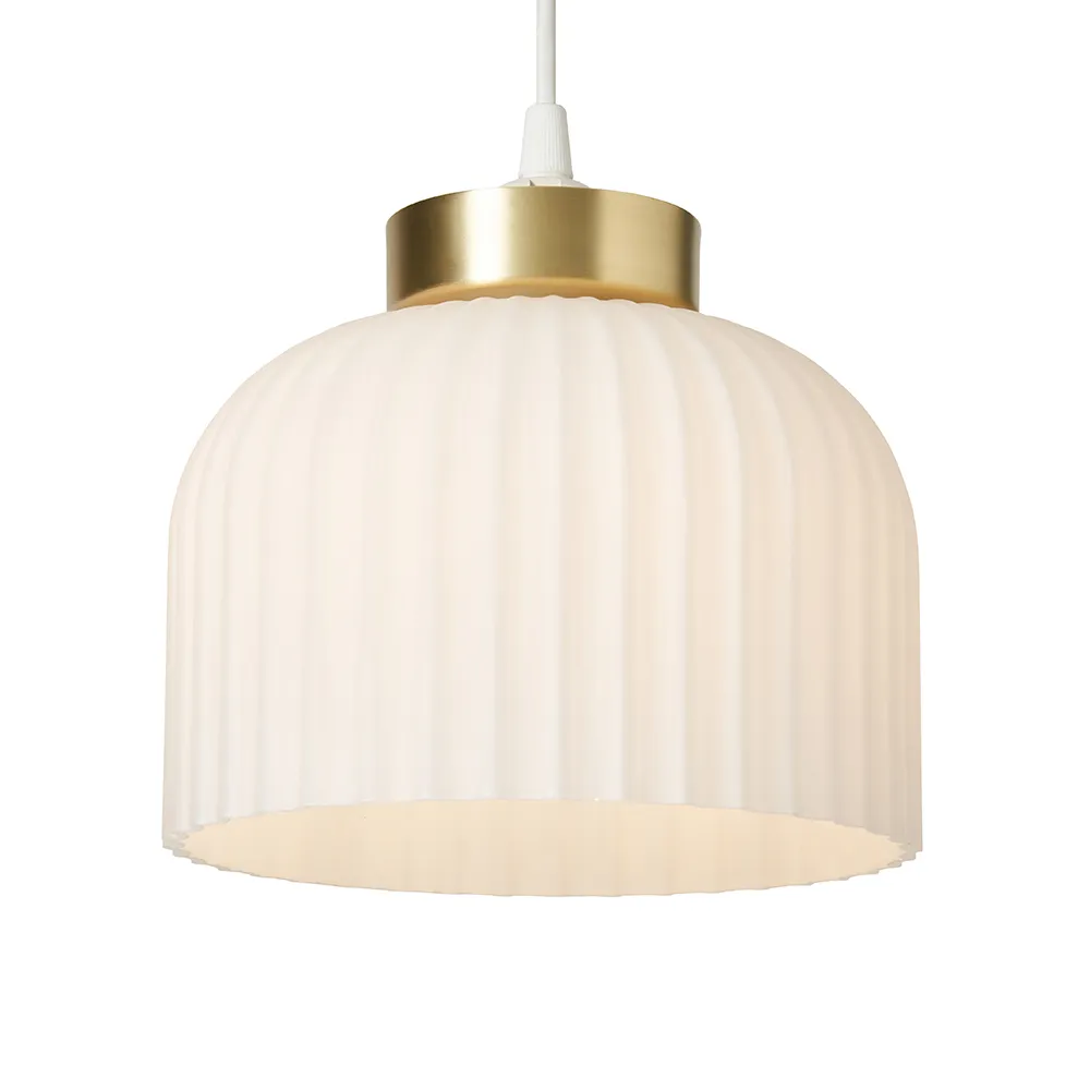 Binita Glass Ribbed Easyfit Shade, Opal & Brass